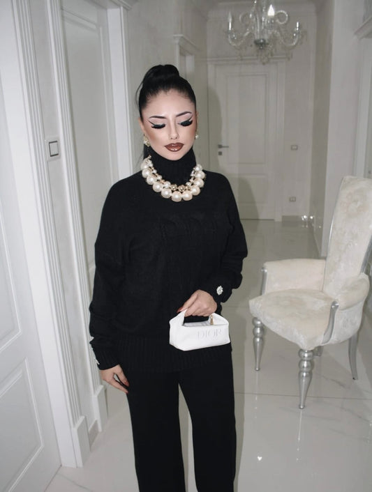 Coordinato in lana nero
